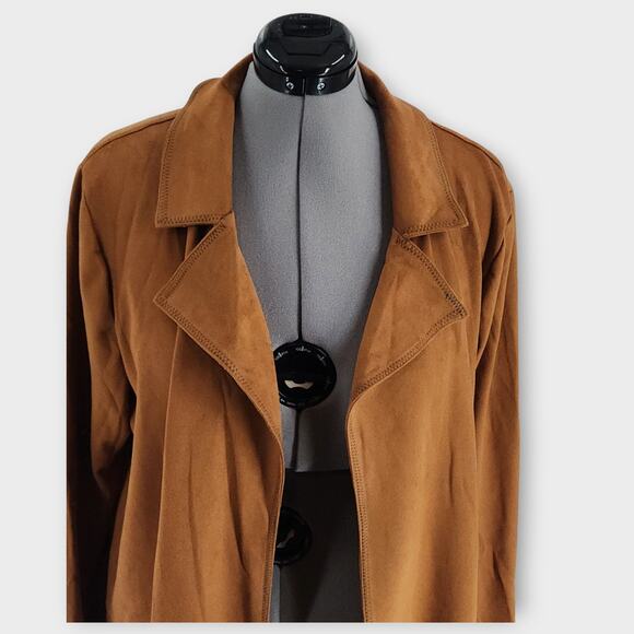 Back In The Saddle Fringe Jacket Womens 1X Brown Faux Suede Boho Western VTG - Picture 3 of 7